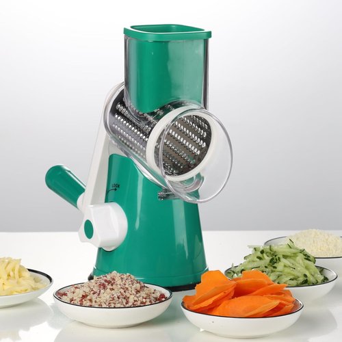 Cambom Rotary Cheese Grater - Hand Crank Shredder for Fresh Cheese & Vegetables | Non-Slip Base, Deep Green