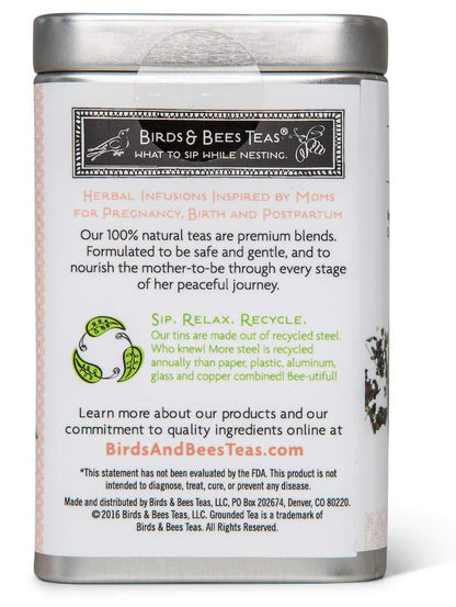 Birds & Bees Teas - Organic Fertility Tea & Pre Conception Tea, Grounded Pregnancy Tea is a Red Raspberry Leaf Blend for a Great Natural Cleanse and Detox, 40 Servings, 3.2 oz