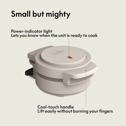 Bella Mini Waffle Maker - EverGood™ Ceramic Nonstick, Cool Touch Handles, 350 Watt, Oatmilk Color