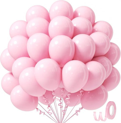 Awenztech 12-Inch Light Pink Balloons | 50-Pack Pastel Latex Balloons for Parties & Celebrations