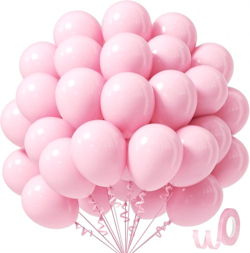 Awenztech 12-Inch Light Pink Balloons | 50-Pack Pastel Latex Balloons for Parties & Celebrations