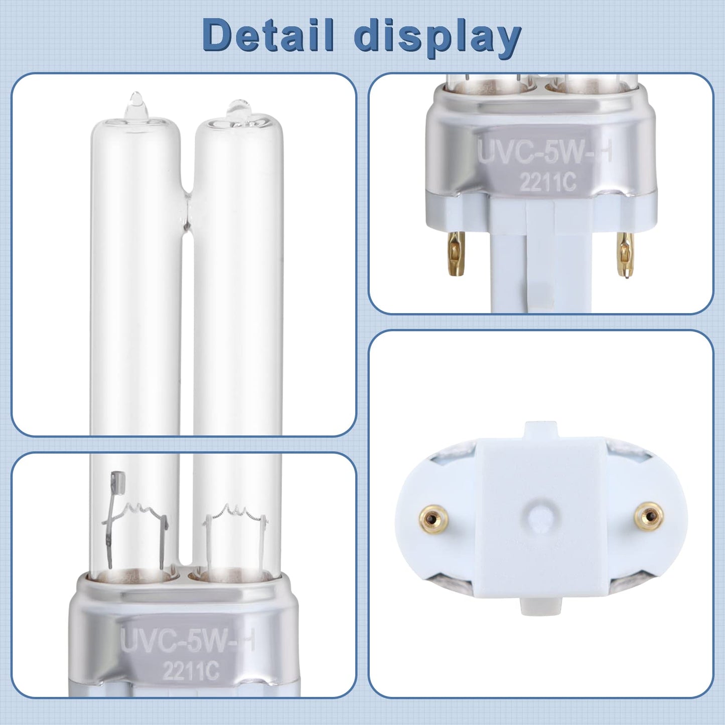 Poweka 2 Packs LB4000 Replacement Bulb Compatible with Germ Guardian AC4825 AC4850PT AC4300BPTCA AC4300BPT AC4850 AC4900 AC4900CA AC4800 AC4900 Purifiers Replace 5W UV-C Bulb