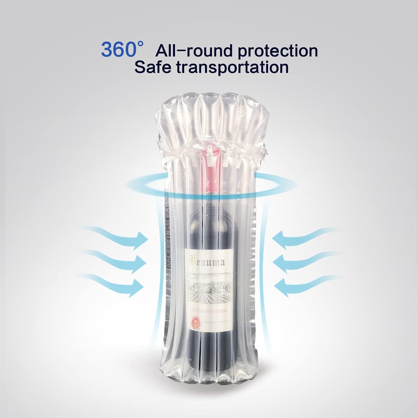 Wine Bottle Protector Bags Luggage for Airplane Travel 18 Pack Inflatable Liquor Bottle Shipper Wine Shipping Packaging Sleeve Bubble Cushion Wrap for Packing Alcohol Whiskey Beer Glass, 70μm