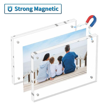 5x7 Inch Acrylic Magnetic Picture Frame Set - 3 Pack, Frameless Double-Sided Desk Frames
