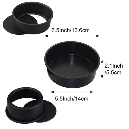 HMIN 6 Inch Round Cake Pan, Removable Bottom Cheesecake Pans, Carbon Steel Non-Stick 6 In Cake Pan Set of 3 (6 Inch-Black 3Pcs)