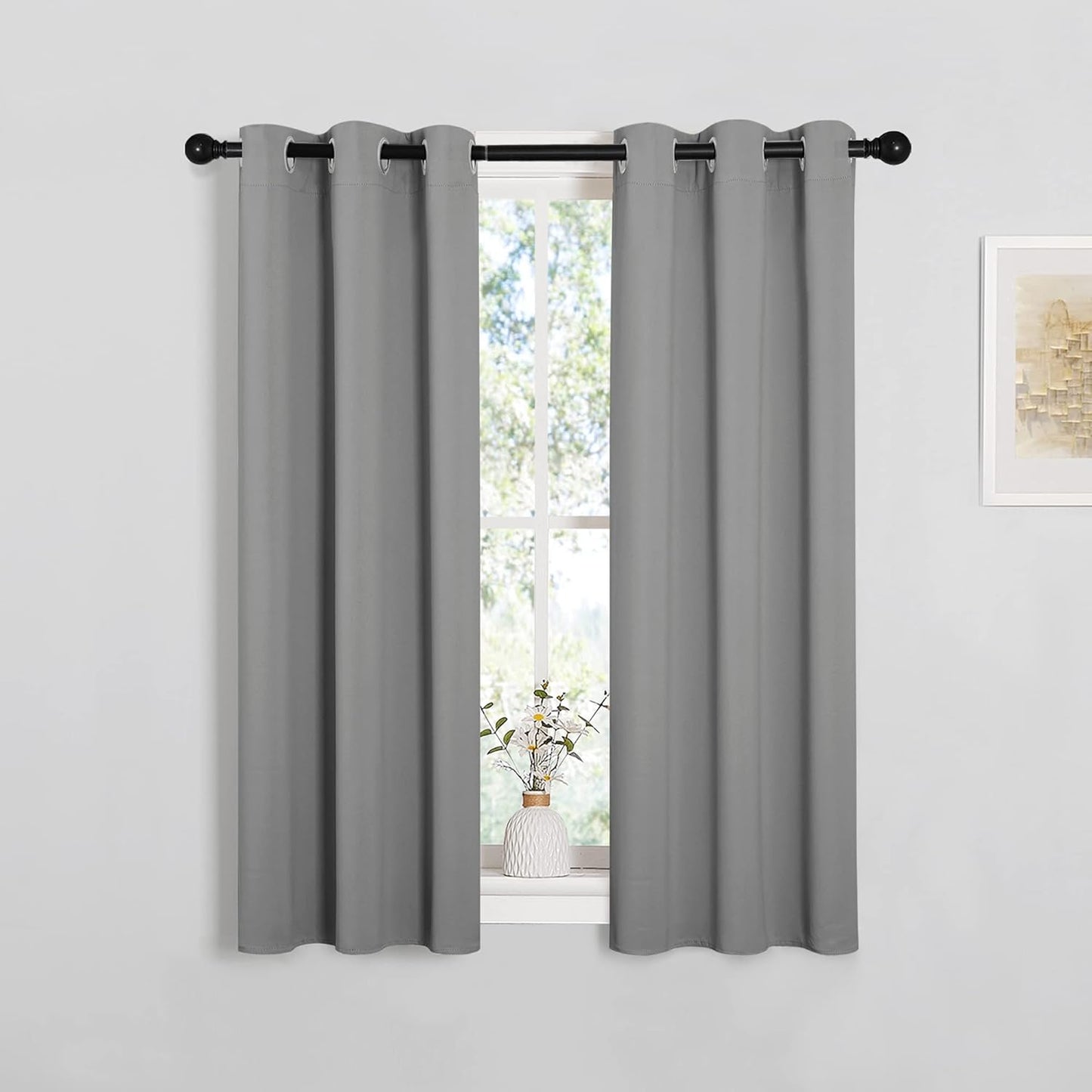 NICETOWN Silver Grey Blackout Curtain Panels - Thermal Insulated Grommet Top Drapes (2 Panels, 29"x45")