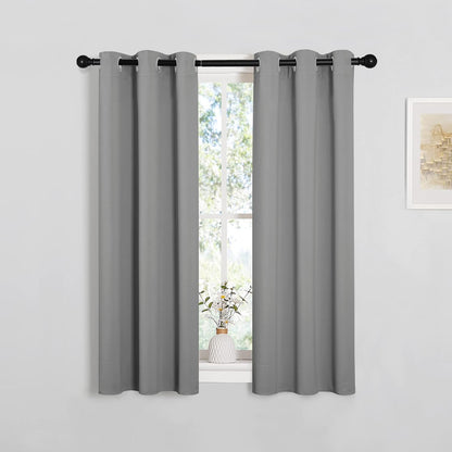 NICETOWN Silver Grey Blackout Curtain Panels - Thermal Insulated Grommet Top Drapes (2 Panels, 29"x45")