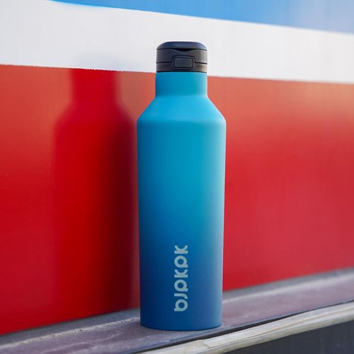 BJPKPK Insulated Water Bottle - 25oz Stainless Steel With Straw & Carry Handle | Charming Black Red