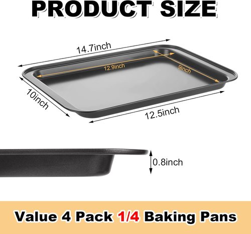 AKOLAFE Nonstick Baking Sheet Pan Set - 4 Pack 9x13 Cookie Sheets for Oven & Cooking