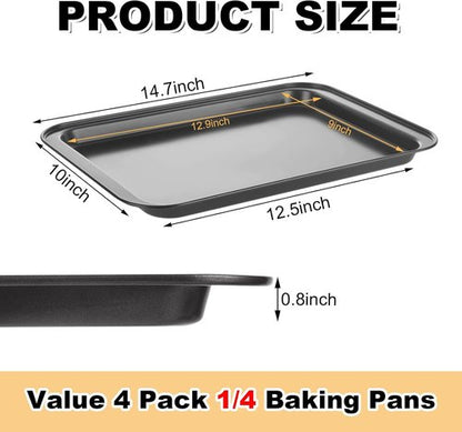 AKOLAFE Nonstick Baking Sheet Pan Set - 4 Pack 9x13 Cookie Sheets for Oven & Cooking