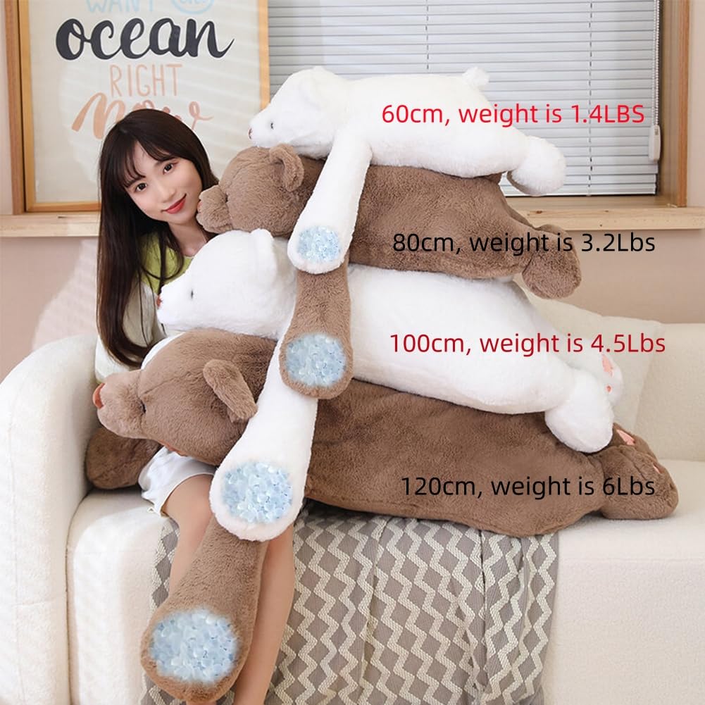SNOWOLF Large Bear Stuffed Animals, 31.5" Brown Bear Plush Throw Pillow Super Cute Kawaii Plushie Toys Gifts for Boys Girls Adults, 80cm, Brown