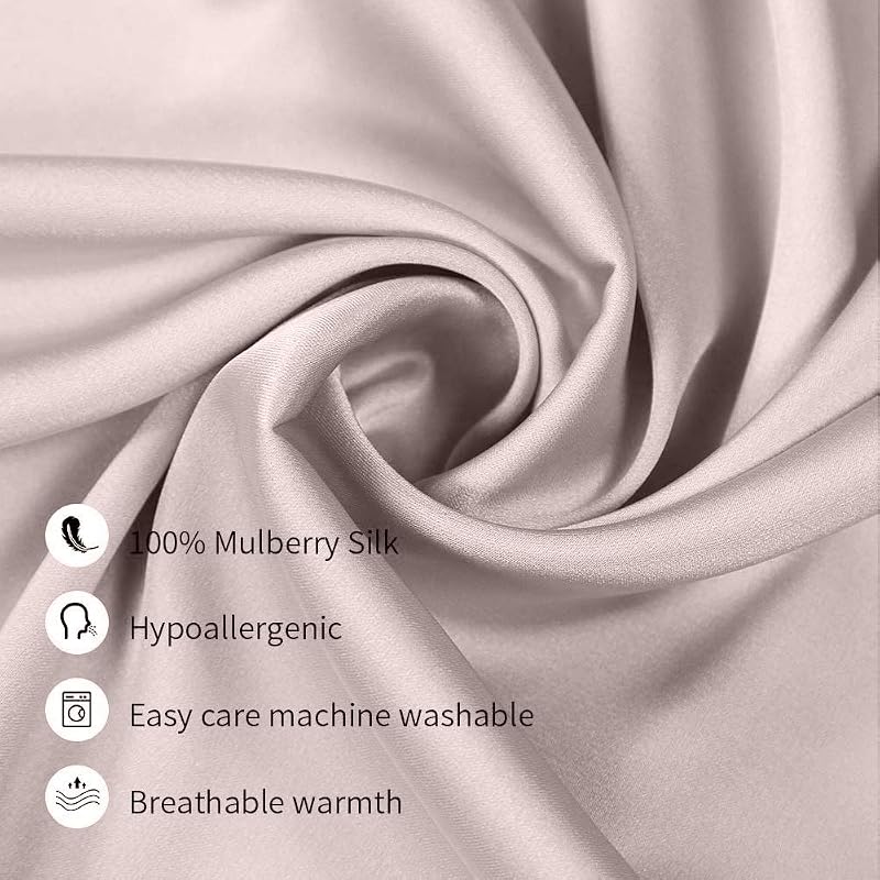 Jocoku 100% Mulberry Silk Pillowcases Set of 2 – King Apricot Gray Variation