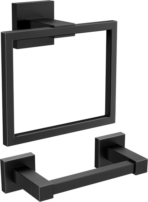 FORIOUS Toilet Paper Holder Set - Wall-Mounted SUS 304 Stainless Steel with Pivoting Design | Matte Black Finish