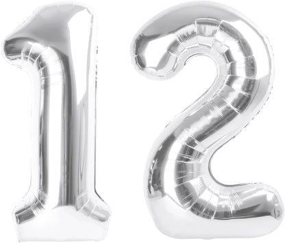 Silver 40-Inch Number 12 Balloon by [Brand Name] - Large Mylar Birthday Decoration for 12th & 21st Celebrations