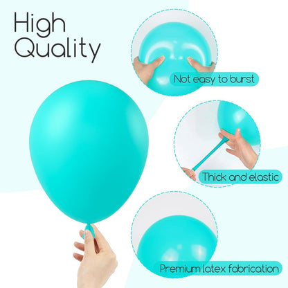 Skiennix Teal Balloon Arch Kit - 120 Pcs Turquoise Balloons in 5, 10, 12, 18 Inch Sizes for Parties