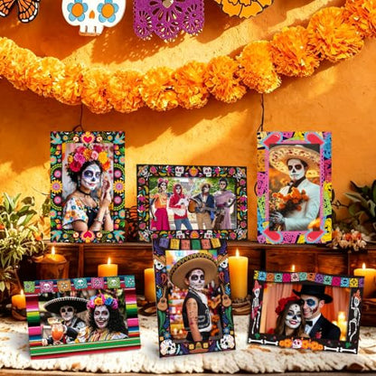 Day of The Dead Ofrenda Paper Picture Frames for Dia De Los Muertos Altar Decorations - 24 Pack, 4x6 Inch - Dia De Los Muertos / 4x6