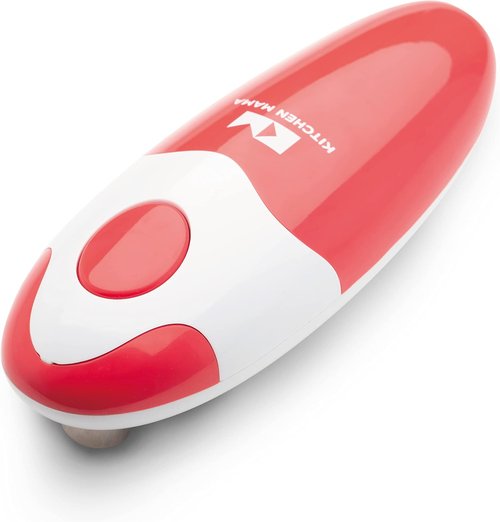 Kitchen Mama Electric Can Opener - Automatic, Hands-Free, Smooth Edge, Battery Operated | Red