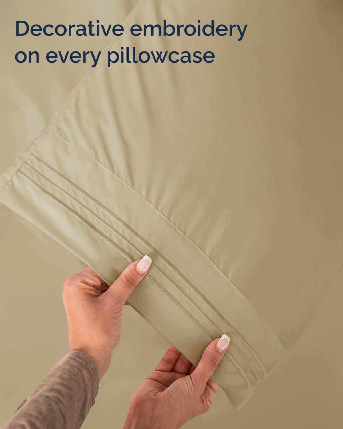 Skiennix Twin Size Sheet Set - Comfy Cooling Bed Sheets - Ultra-Soft, Deep Pockets, Wrinkle-Free - Oeko-Tex Certified - Beige