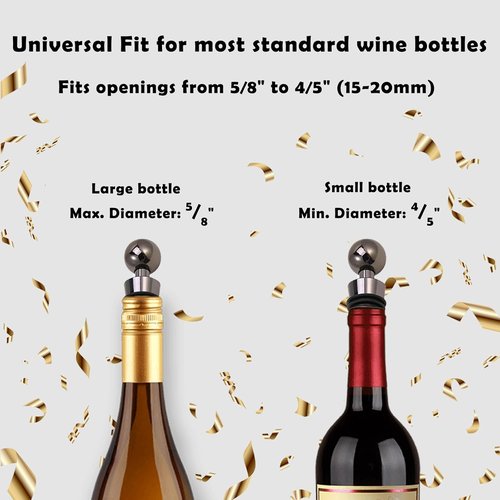 4-Pack Wine Stoppers, Stainless Steel Wine Bottle Stoppers with Silicone, Reusable Bottle Stooper, Beverage Stopper, Leak Proof Keep Fresh Suitable for Standard (Black)