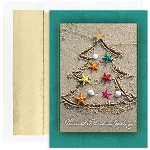 Christmas Cards Set with Foil-Lined Envelopes - 16 Count