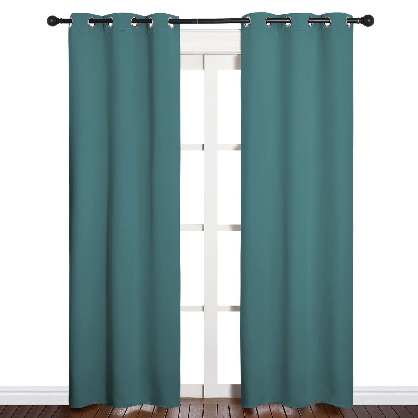 NICETOWN Window Curtain Panels, Thermal Curtains Insulated Solid Grommet Blackout Draperies/Drapes for Loft Window (Sea Teal, One Pair, 34 by 84-inch)