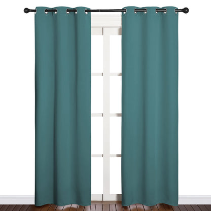 NICETOWN Window Curtain Panels, Thermal Curtains Insulated Solid Grommet Blackout Draperies/Drapes for Loft Window (Sea Teal, One Pair, 34 by 84-inch)