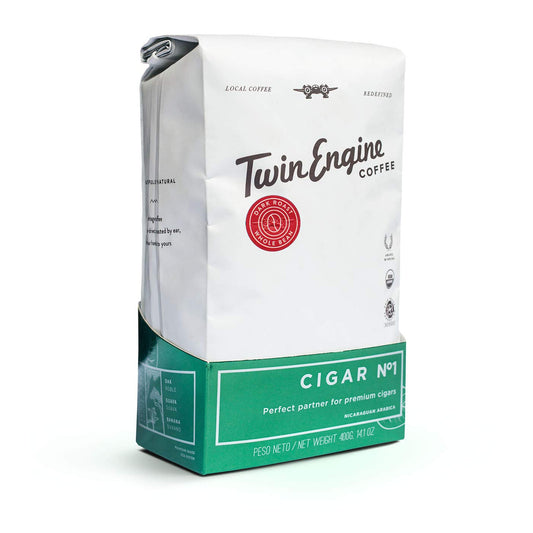 Twin Engine Coffee NICARAGUAN CIGAR BLEND #1 - Dark Roast, Whole Bean, Nicaraguan Coffee, 400g 14.1oz | Rich Specialty Grade Coffee packaged at the source | Nicaragua's Coffee