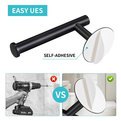 Yagoo Self Adhesive Toilet Paper Holder, SUS304 Stainless Steel Rustproof Toilet Roll Holder No Drilling Adhesive Toilet Tissue Holder for Bathroom Kitchen (1, Black)
