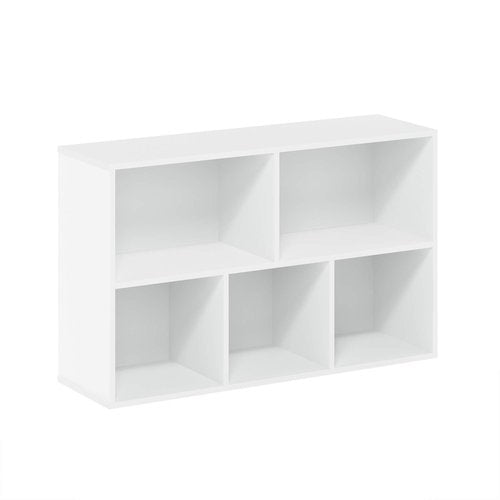Furinno LUDER Book Shelf, 5-Cube Bookshelf, Reversible Bookcase, 9.4 x 19.5 x 31.5, Easy Assembly, for Living Room, Bedroom, Home Office, White