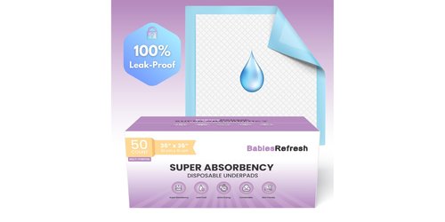 50 Count Super Absorbency 2XL 36” x 36" Disposable Underpads, Leakproof Quick Drying for Multi-use for Babies, Puppy Pads and Adults, Chucks, Disposable Diaper Changing Pad for Baby, Blue XXL