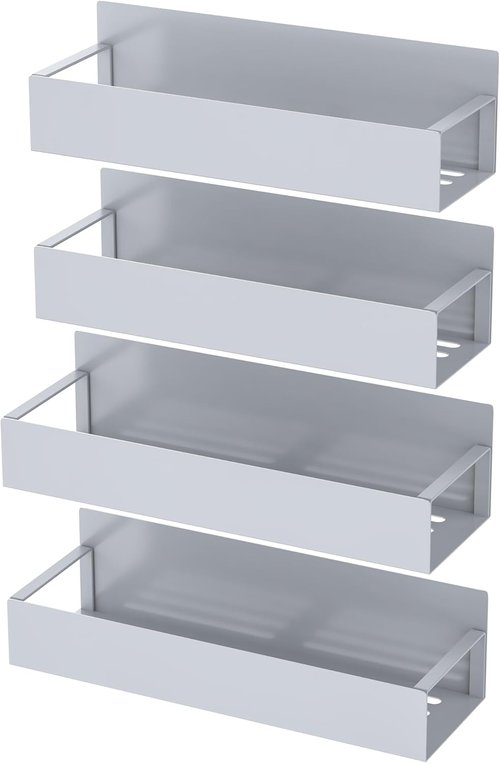 HuggieGems Magnetic Spice Storage Rack - 4 Pack Gray Organizer for Refrigerator & Oven
