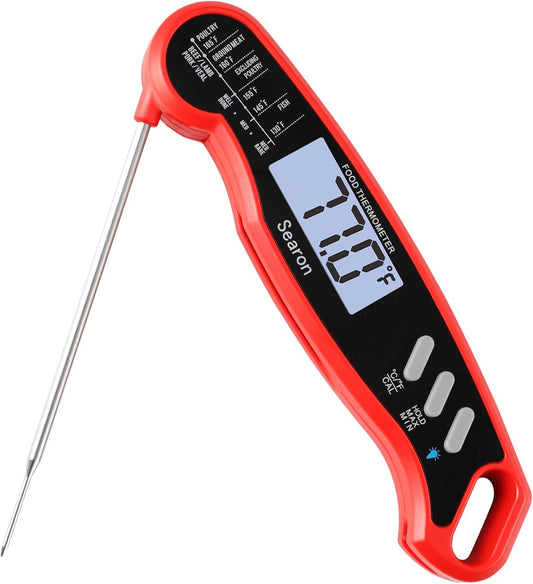 Searon Digital Meat Thermometer - Instant Read, Waterproof & Backlit | Perfect for BBQ, Grilling & Baking