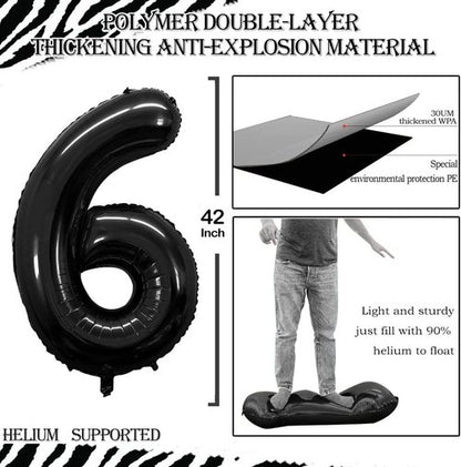 GOER 60th Birthday Balloons - 42 Inch Jumbo Black Foil Helium Decorations for Anniversary Celebrations