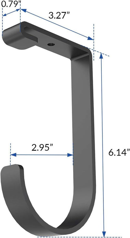 FLEXIMOUNTS Storage Flat Hooks - 4 Pack Garage Ceiling Rack Accessories | Max 50lbs Capacity, Black