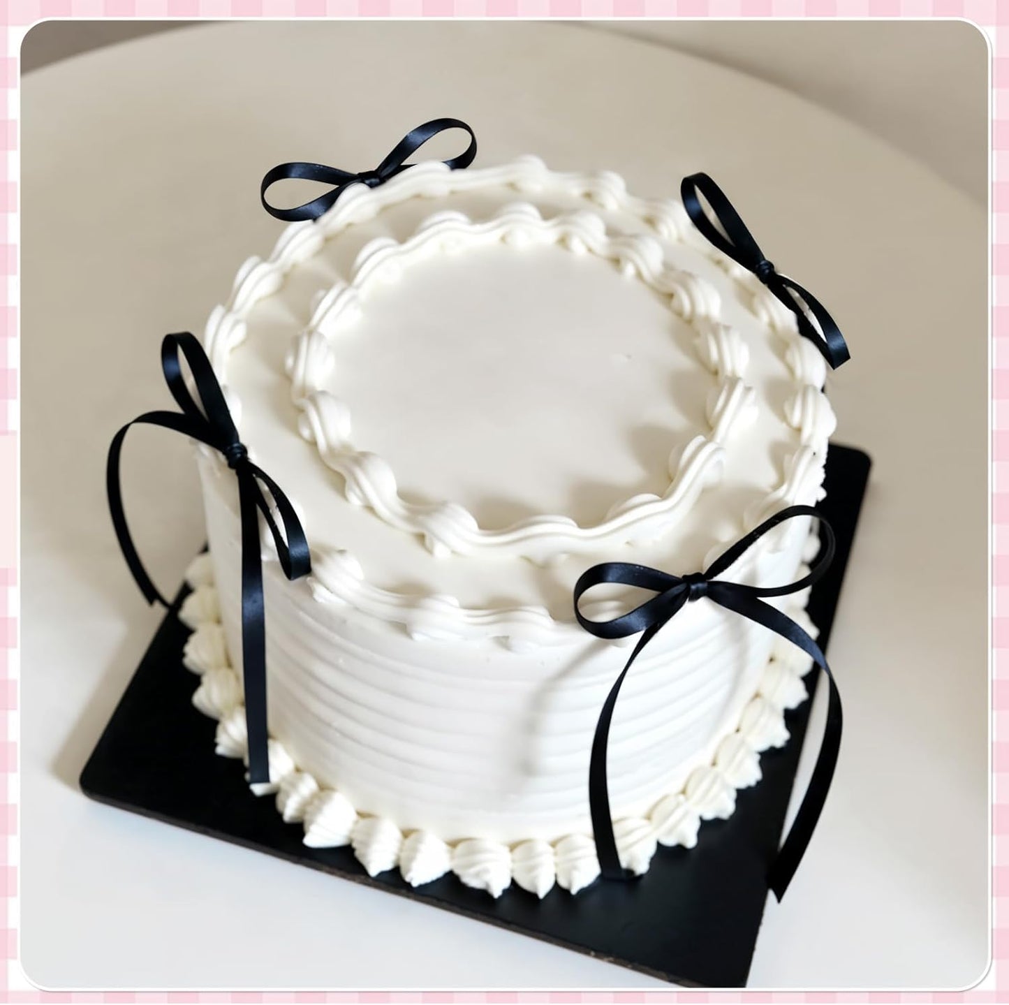 Skiennix 30 Pack Bow Cake Toppers - Elegant Black Paper Plates Included | Perfect for Parties