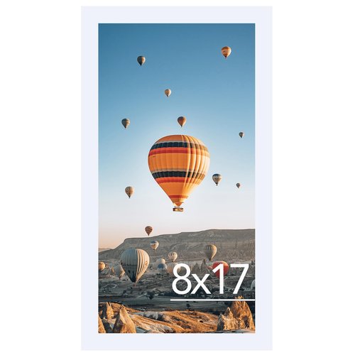 JCJMY 8x17 Picture Frame White for Poster Photo Picture, Horizontal and Vertical Formats for Wall Hanging, 8 x 17 Wall Gallery Poster Photo Frame for 8 by 17 Photos Posters, White