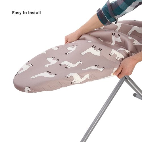 Ironing Board Cover and Pad Standard Size 15" x 54",3 Pairs of Hook and Loop Fastener Straps,Elastic Edges,Cotton Iron Board Cover with Scorch Resistant Thick Padding(Alpaca)