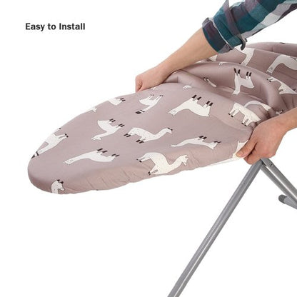 Ironing Board Cover and Pad Standard Size 15" x 54",3 Pairs of Hook and Loop Fastener Straps,Elastic Edges,Cotton Iron Board Cover with Scorch Resistant Thick Padding(Alpaca)
