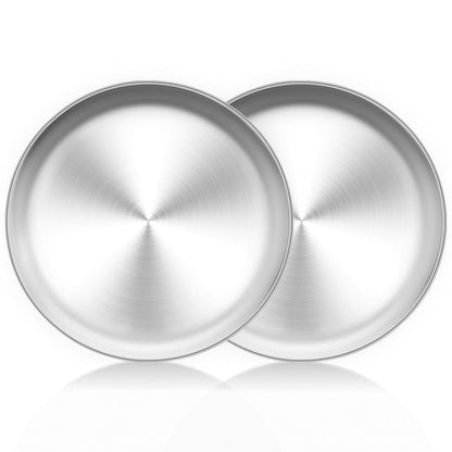 TeamFar Pizza Pan, 10 inch Pizza Pans Pizza Tray Stainless Steel for Oven Baking, Non Toxic & Healthy, Heavy Duty & Dishwasher Safe - Set of 2