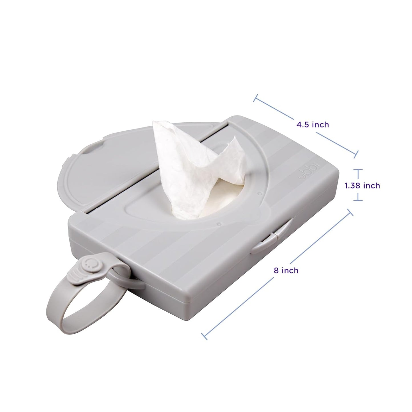 Ubbi Portable Baby Wipes Dispenser - Travel-Friendly Container for Diaper Bags | Reusable Gray Holder