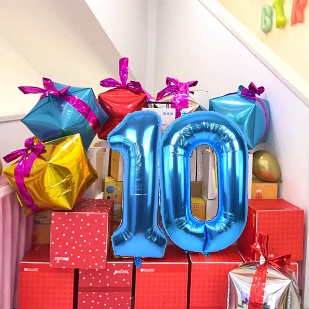 TONIFUL 40-Inch Blue Foil Mylar Number Balloon | Large 0-9 for Graduation, Weddings & Parties