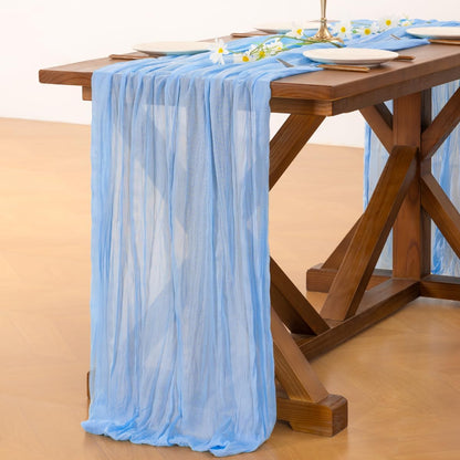 Socomi Blue Cheesecloth Table Runner - 10FT Light Blue Boho Rustic Decor for Weddings & Parties