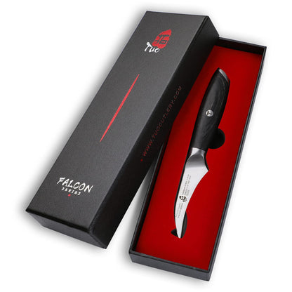 TUO Bird Beak Paring Knife - 2.75" Curved Paring Knife - High Carbon German Stainless Steel - Pakkawood Handle with Gift Box - Falcon Series