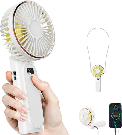 TUNISE Portable Handheld Fan - Rechargeable 4000mAh Battery | 180° Adjustable & 6 Speed Settings