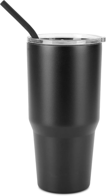 Makerflo 30 oz Black Powder Coated Tumbler - Pack of 25 with Upgraded Handle & Leak-Proof Lid | Ideal for Crafting & Personalization
