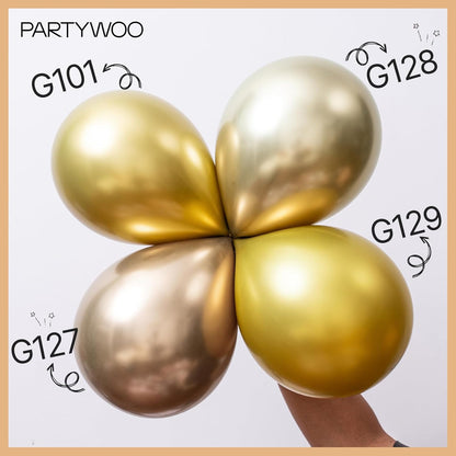 PartyWoo Metallic Gold Balloons - 100pcs 12 Inch Chrome Latex Helium Balloons for Celebrations