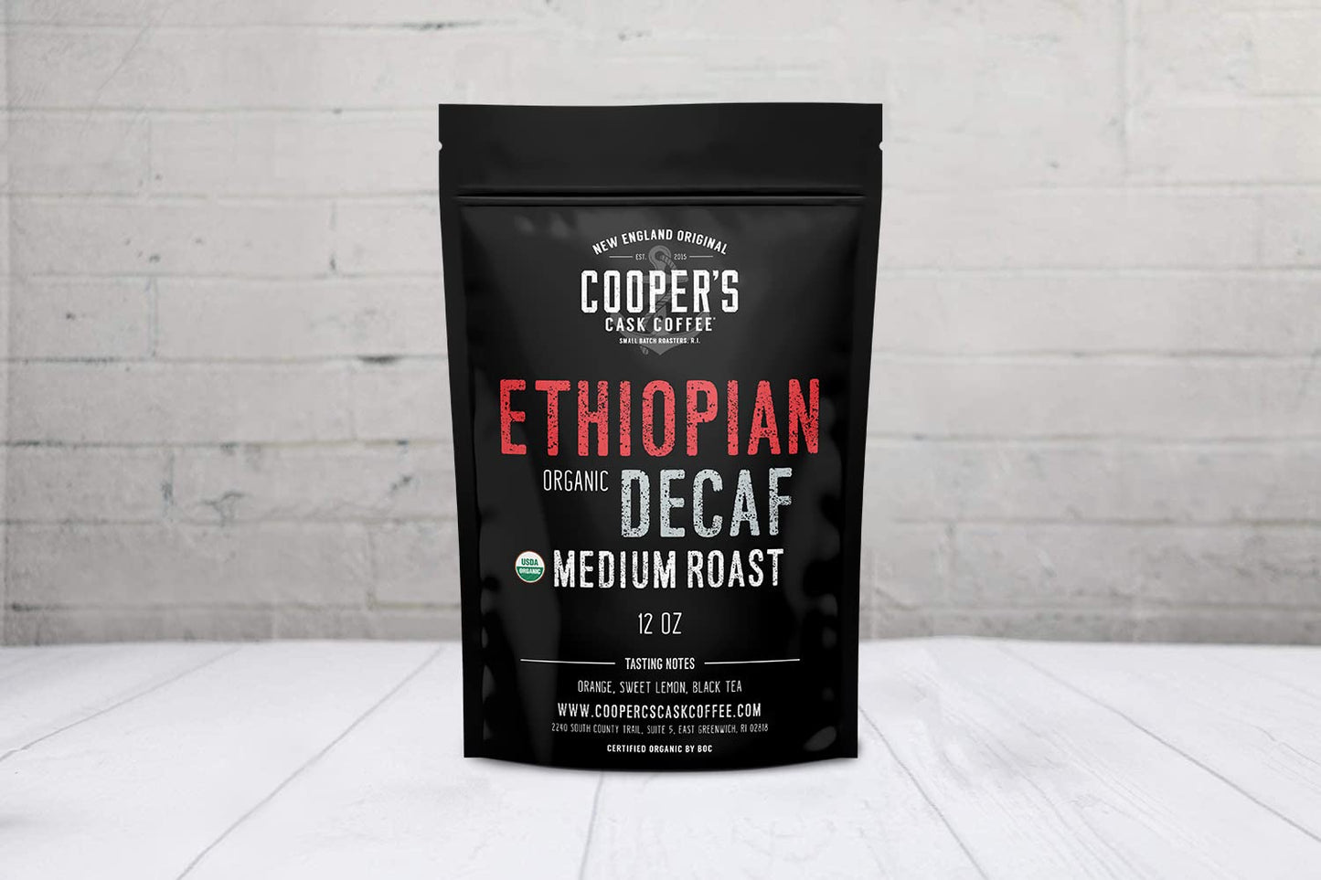 Organic Ethiopian Decaf Medium Roast Water Processed Whole Bean Coffee (12oz Whole Bean)