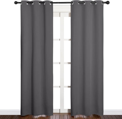 NICETOWN Blackout Curtains - Thermal Insulated Drapery Panels | Solid Ring Top, Gray, 34 x 84 Inches (Set of 2)
