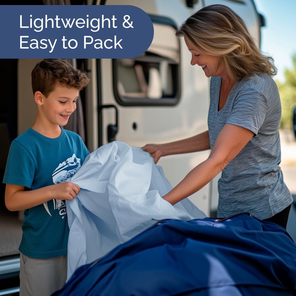Skiennix Short Queen Size 4-Piece Sheet Set - Soft, Breathable & Cooling Bed Sheets with Deep Pockets - Luxury Light Blue Bedding for All Ages