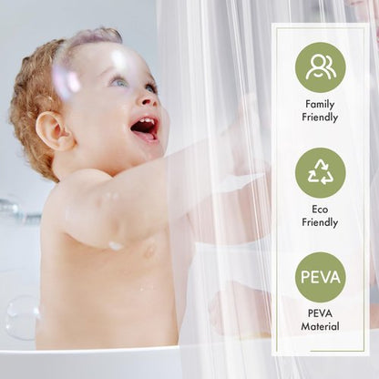Amazer Plastic Shower Curtain Liner with Magnets, 72x72 Clear Shower Liner Medium Weight Waterproof Inside Shower Curtains Liner for Bathroom with Rustproof Grommet